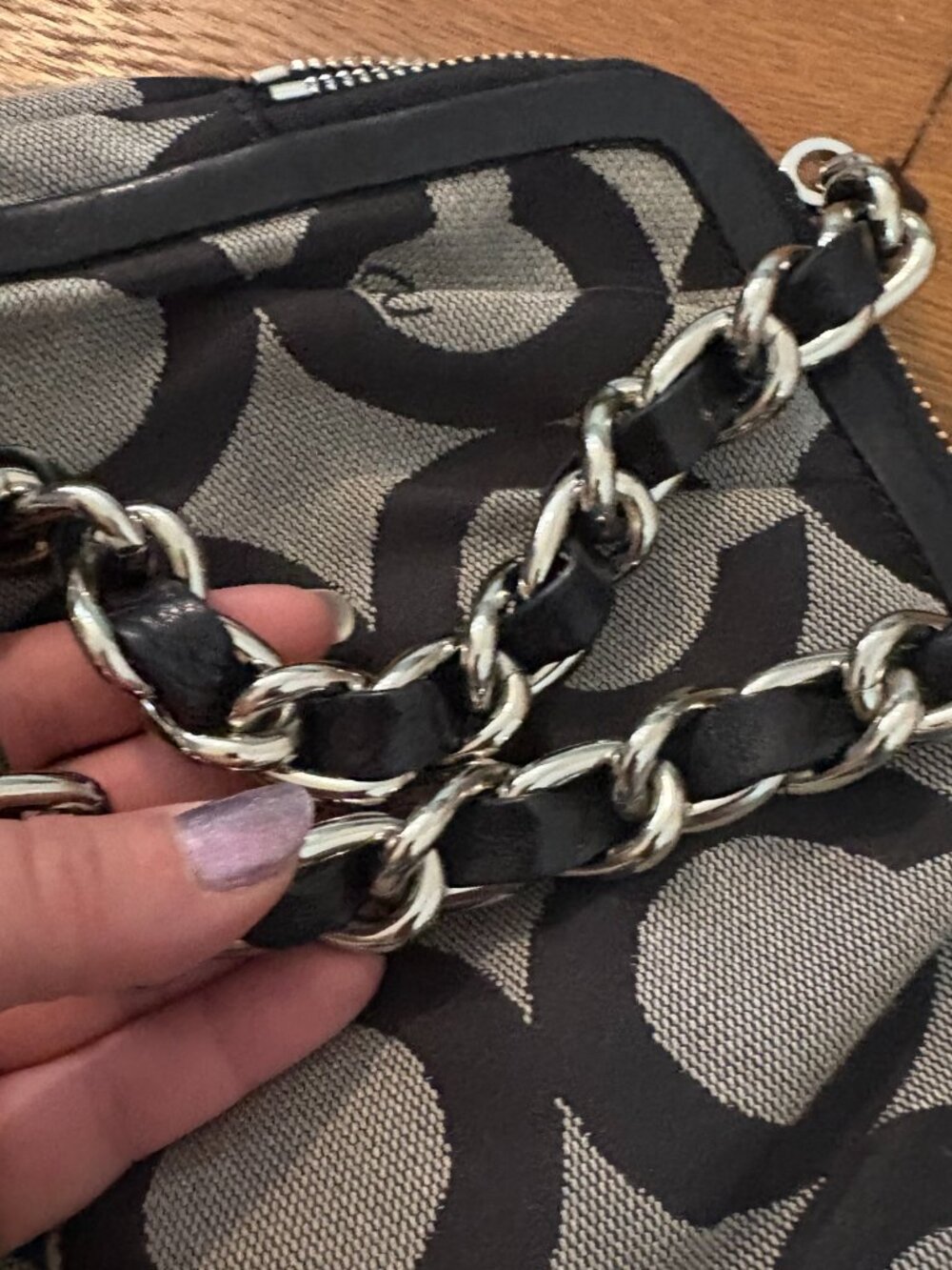 Vintage Coach Y2K Parker Optic Signature Kiss-Lock Bag Black - Picture 2 of 9